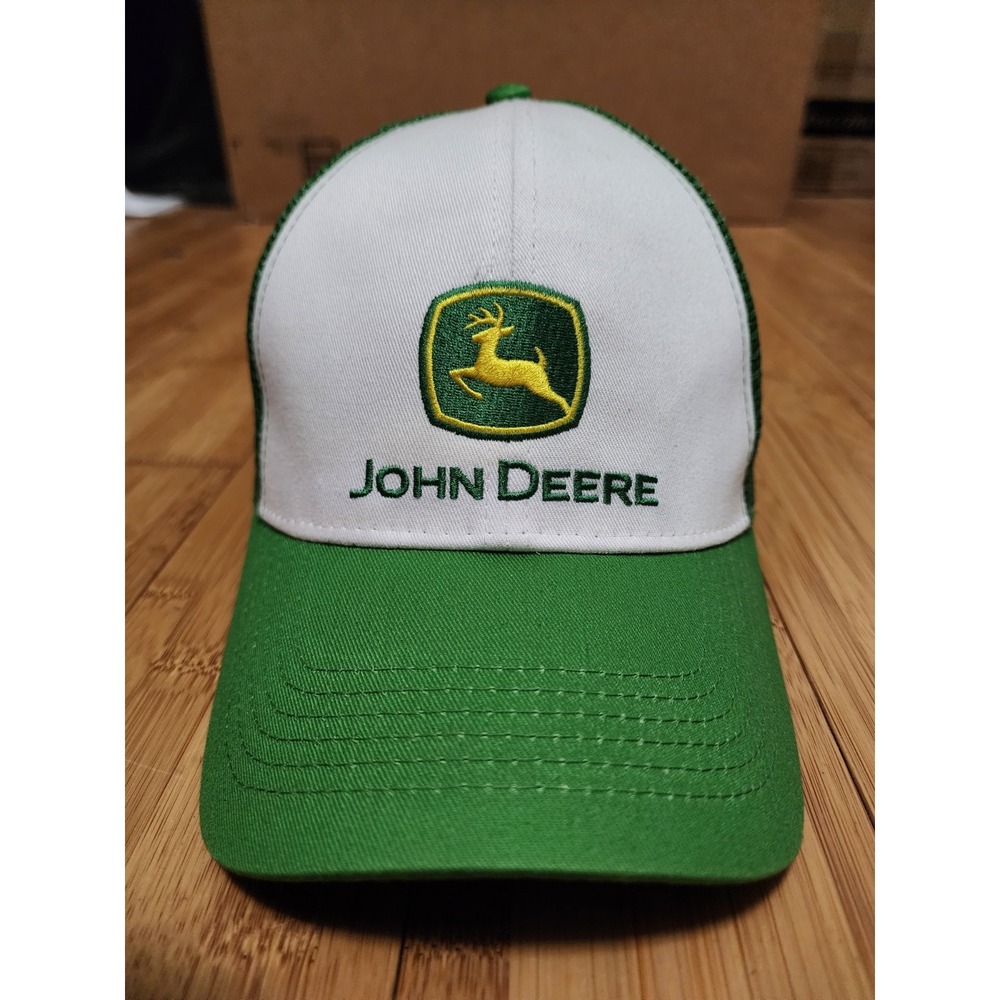 John Deere Hat Green Logo One Size Mesh Snapback Adjustable Trucker Tractor Farm